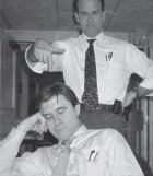 There is also
the telltale photograph
of “best good buddy”
Marty Rathbun playing
“self-righteous sleep
police” to Rinder’s
“Rip Van.”
The only appropriate
caption:
“Tsk, tsk, tsk.”